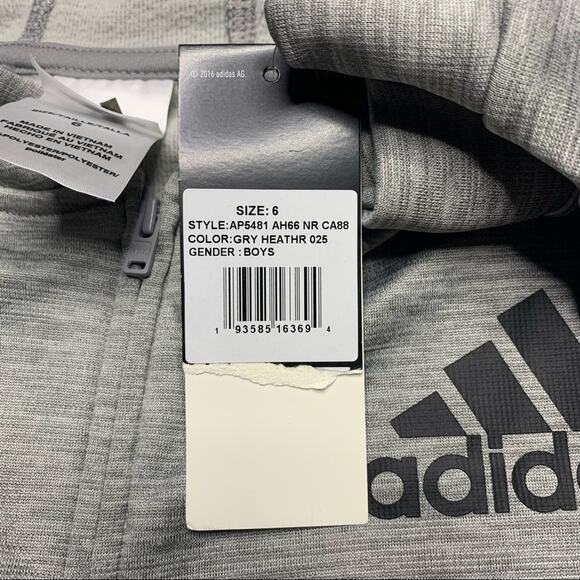 Adidas Melange Zip Up Hoodie in Heathered Grey - Picture 6 of 8